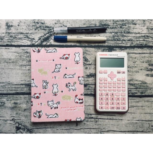 Sổ tay hoạ tiết mèo - fabric notebook - sổ bìa vải hình mèo