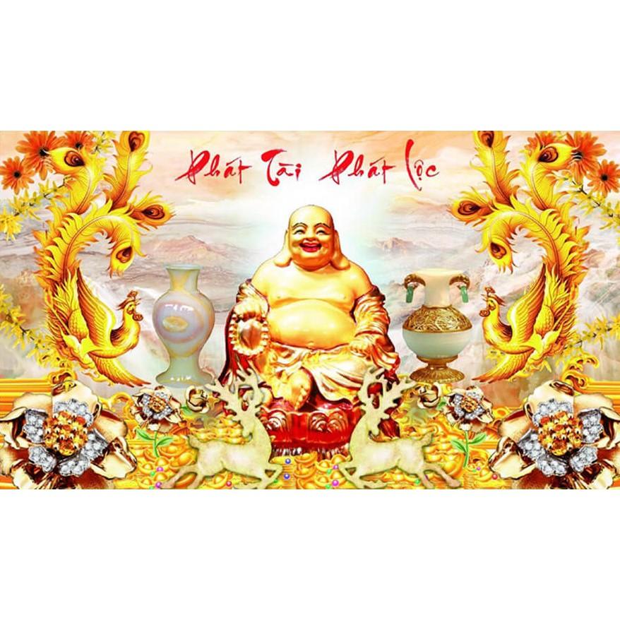 Tranh đá Phật Di Lặc phát tài phát lộc VS132 - kích thước: 88 * 53cm.