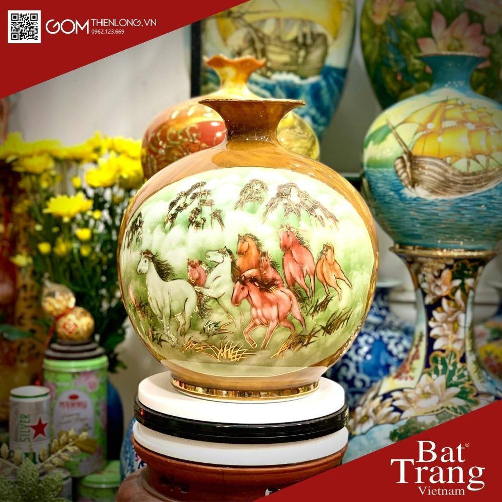 Bình Hút Tài Lộc Nhị Cảnh TBXG - MĐTC - Vẽ Vàng 3D - Bình Hút Lộc Bát Tràng - Gốm Thiên Long