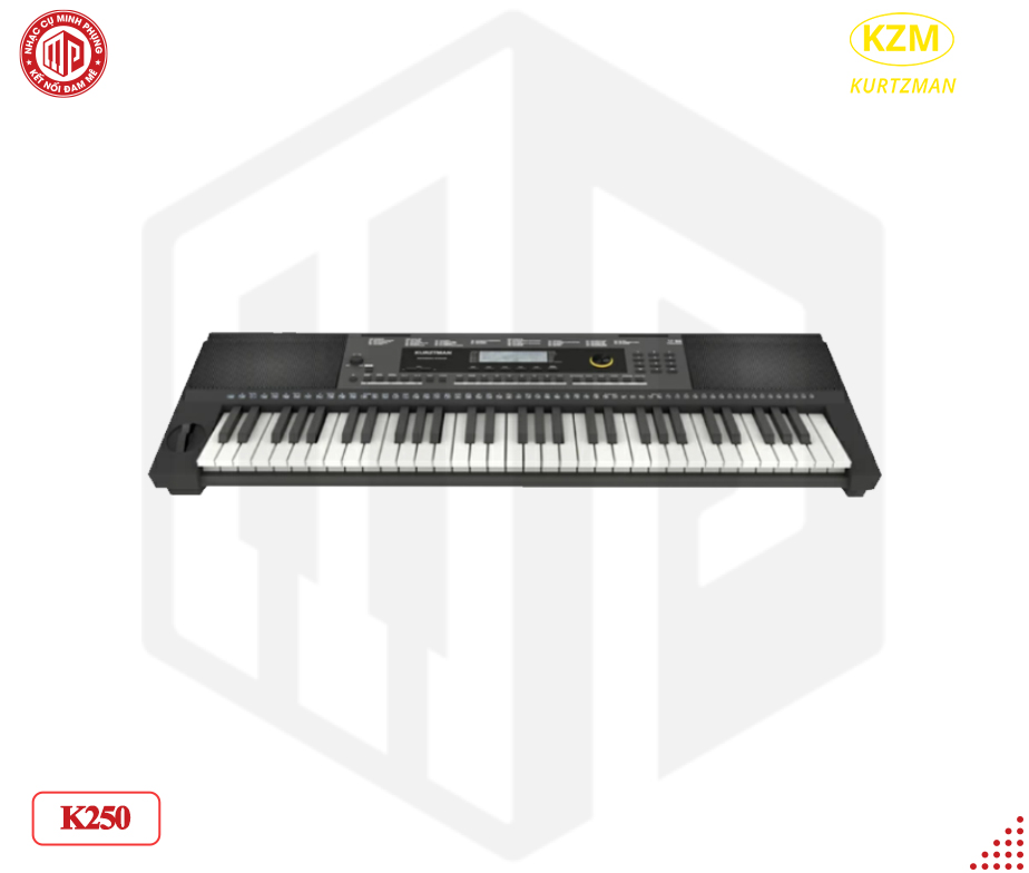 Đàn Organ điện tử/ Portable Keyboard - Kzm Kurtzman K250 - Perfect for Learning &amp; Performing - Màu đen (BL) - Hàng chính hãng