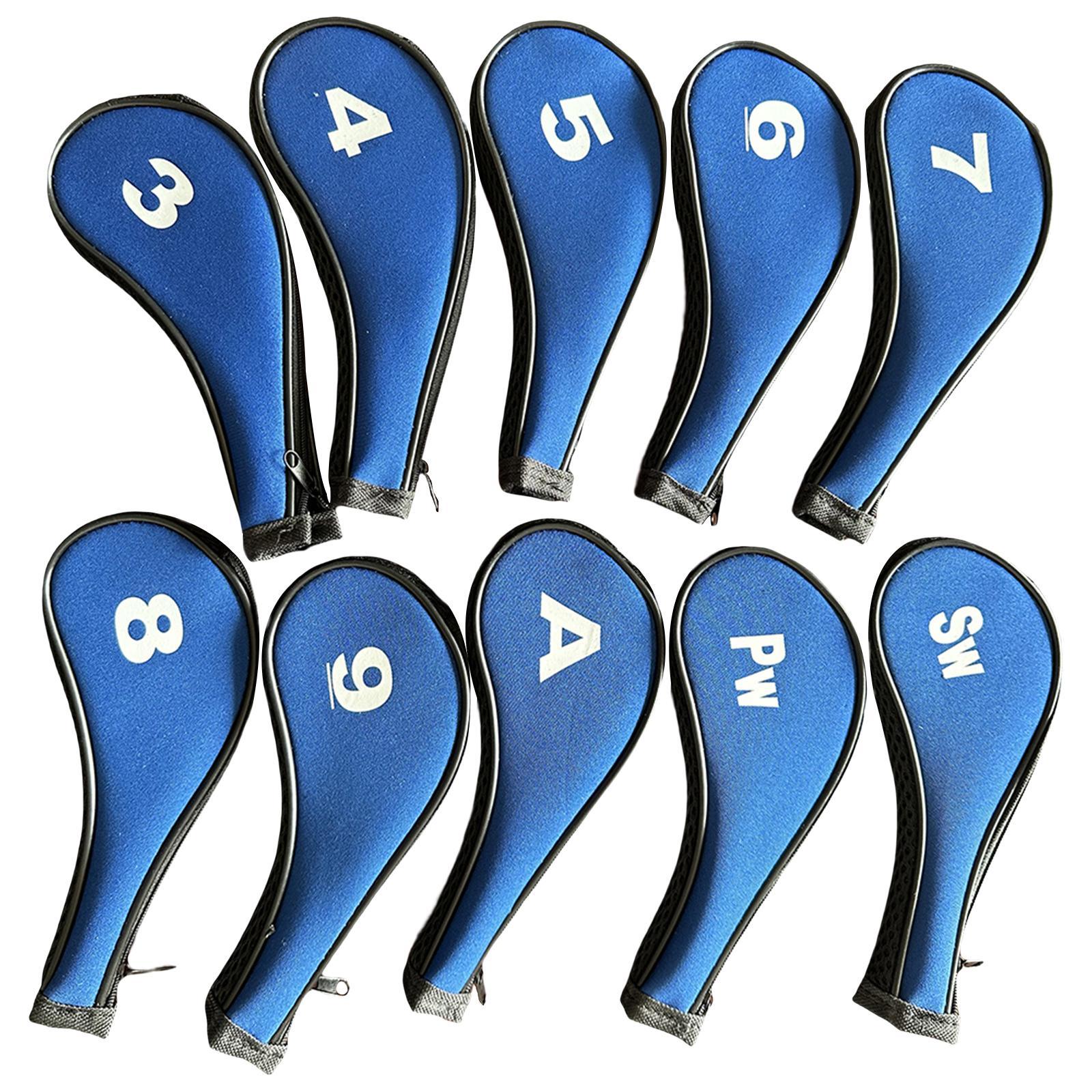 10Pcs Golf Iron Headcover Set Golf Club Head Cover Putter for Outdoor Sports