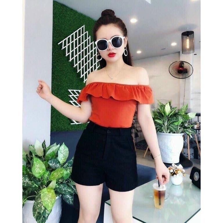 Quần short vải nữ hàn quốc đẹp lưng cao ống rộng chất umi thoáng mát đen trắng Q612