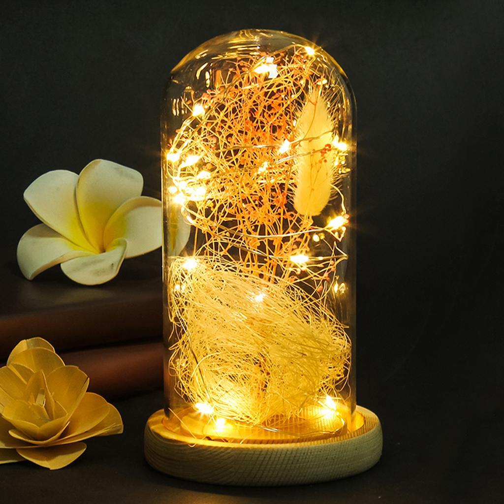 Clear Glass Lamp Night Lamp Ornament Flower LED Light in Glass