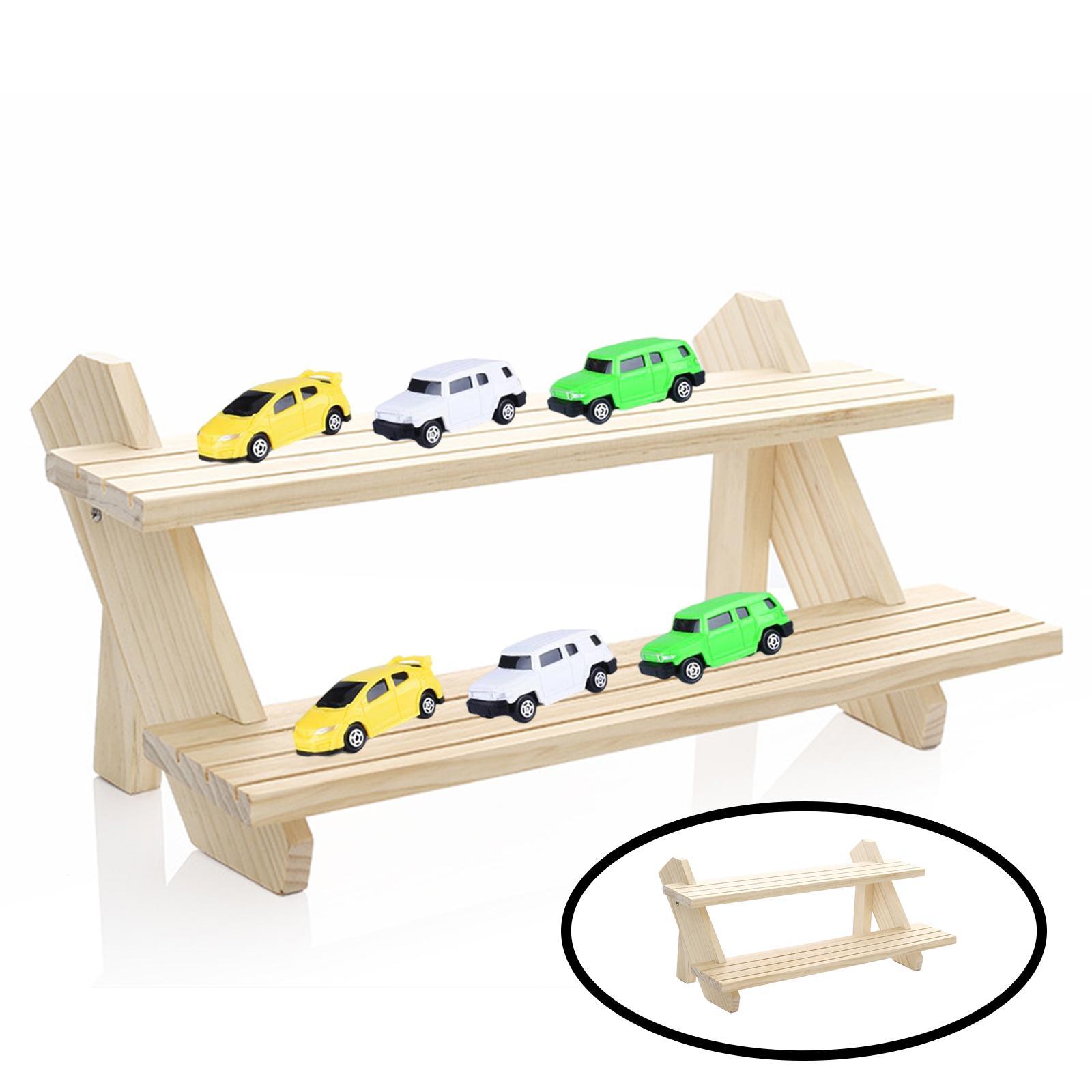 Wooden Jewelry Display Tray Necklace Earrings Storage Rack Two Layers