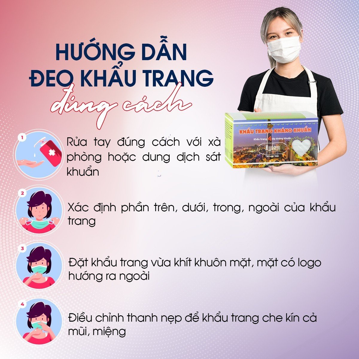 Khẩu trang y tế 4 lớp kháng khuẩn Hynam - Chống bụi, chống tia UV, cản lực thở thấp