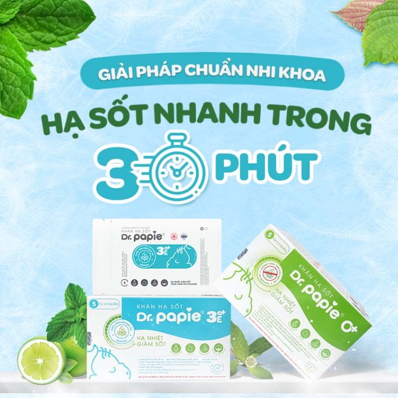 Khăn hạ sốt cho bé sơ sinh Dr.Papie Việt Nam 3+ (25 khăn/hộp)