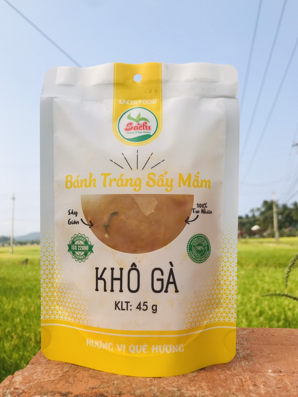 Bánh tráng Sấy mắm khô gà thùng 25 bì