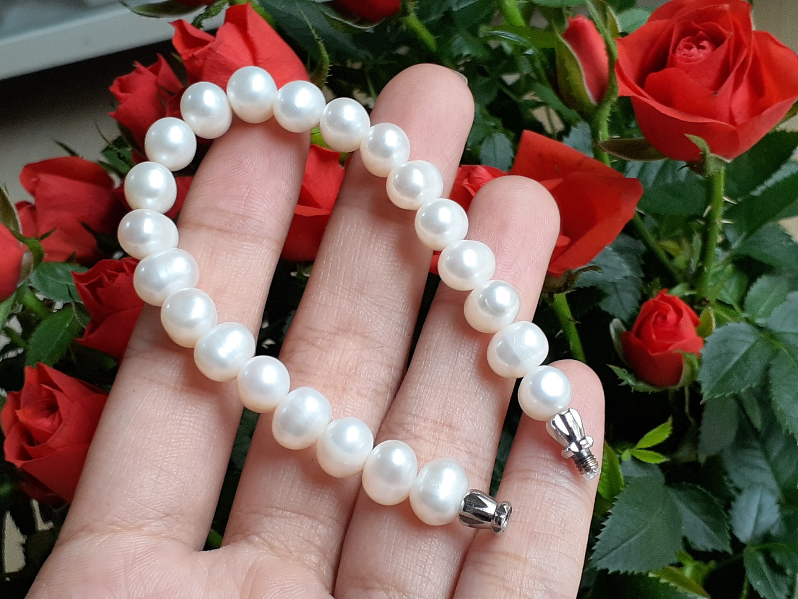 Vòng tay ngọc trai cao cấp 7li, ngọc thật nuôi nước ngọt