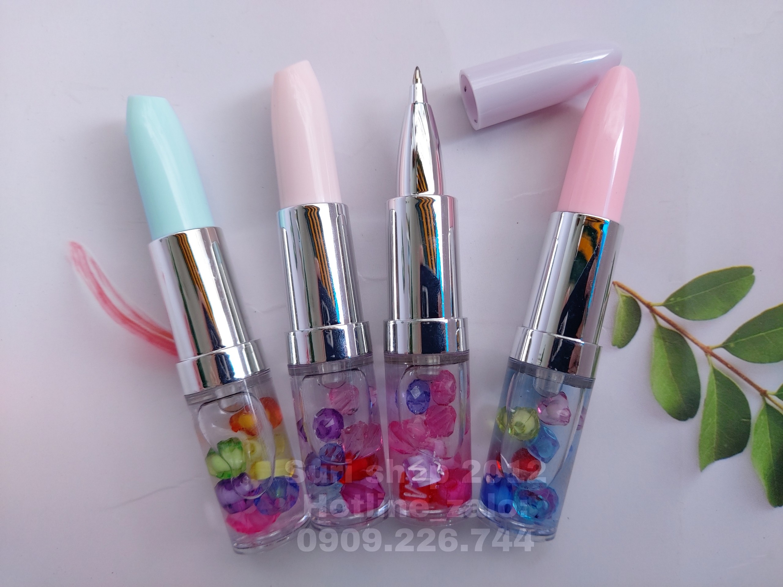 Combo 5 cây bút gel mực xanh hình cây son dễ thương