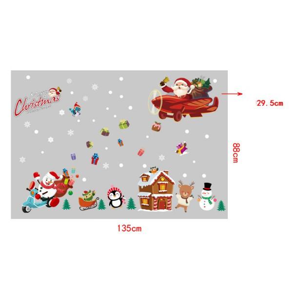 Decal trang trí tường Noel - Ông già Noel Xe bay phát quà