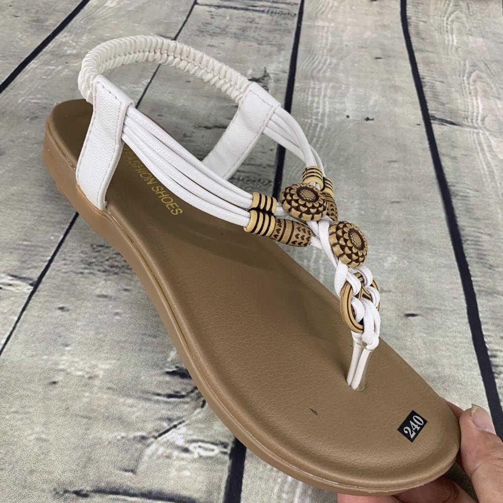 Sandal nữ xỏ ngón thời trang trắng kem mới 3676