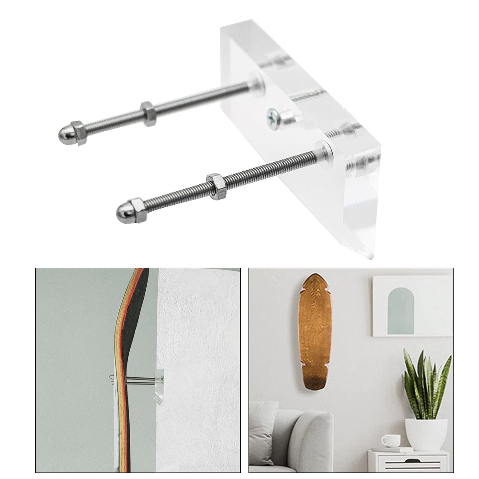 Skateboard Wall Mount Hanging Longboard Display Garage Rack Holder Clear
