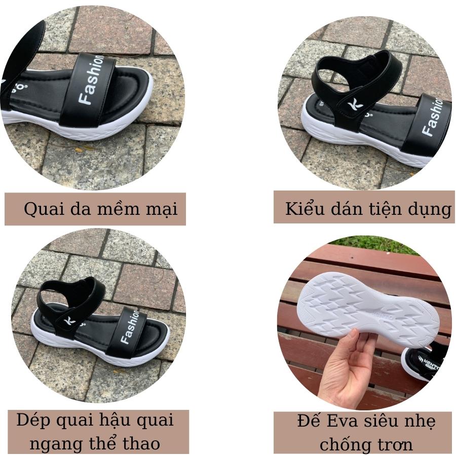 Dép sandal quai hậu bé gái KENTO quai ngang Fashione kiểu dáng thể thao năng động và cá tính, chất liệu da mềm êm, đế siêu nhẹ chống trơn màu đen cho trẻ em NHÍM SHOP SG63