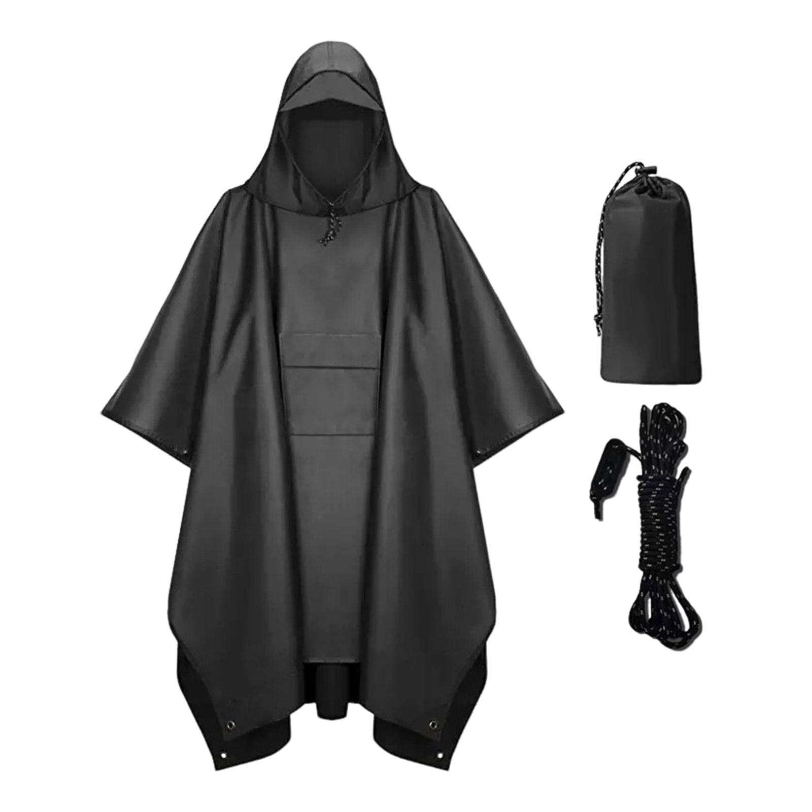 Hooded Rain Poncho Portable Rain Cape Water Resistant Rainwear for Men Women