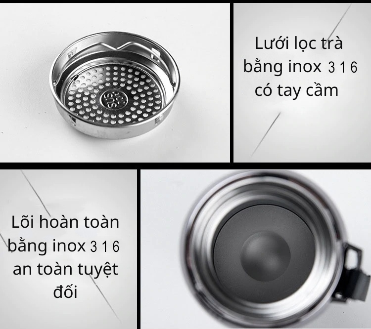 Bình Nước Giữ Nhiệt Inox 316 - YOGA QG, Thiết Kế Sang Trọng, Cứng Cáp, Không Gỉ, Giữ Nhiệt Tốt, Có Lớp Tráng Bạc Giúp Tăng Hiệu Quả Giữ Nhiệt - Hàng chính hãng