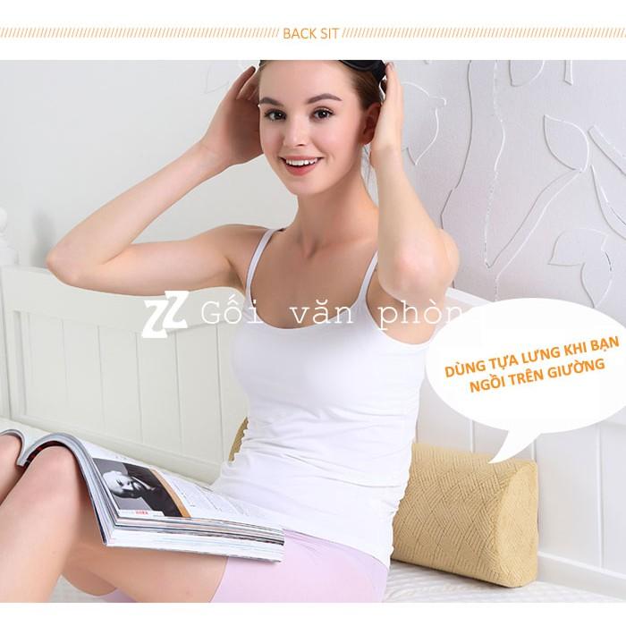 Gối ngủ bán nguyệt dài memory foam kê đầu, lưng, tập yoga, giảm cân GLN-02