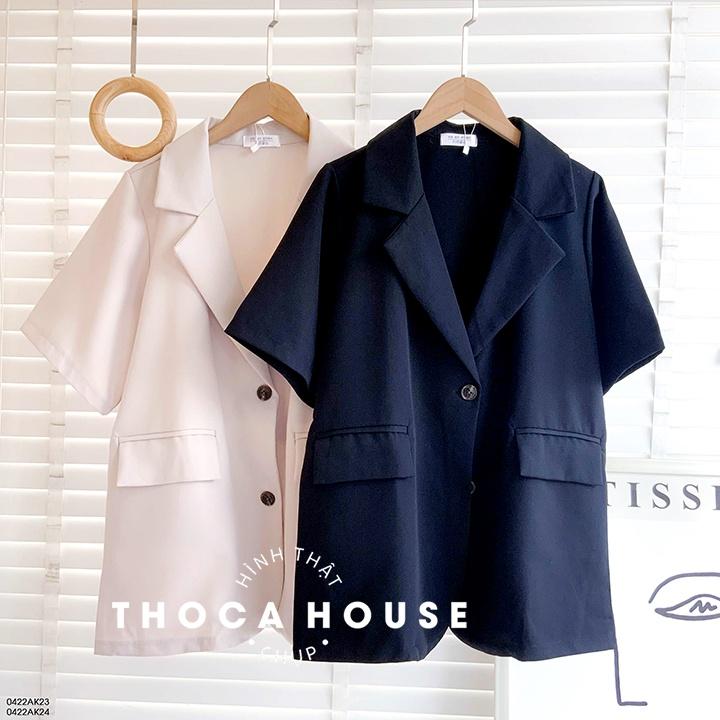 Áo blazer khoác vest tay ngắn túi nấp trơn nhiều màu THOCA HOUSE may thiết kế, chuẩn form phù hợp mọi lứa tuổi