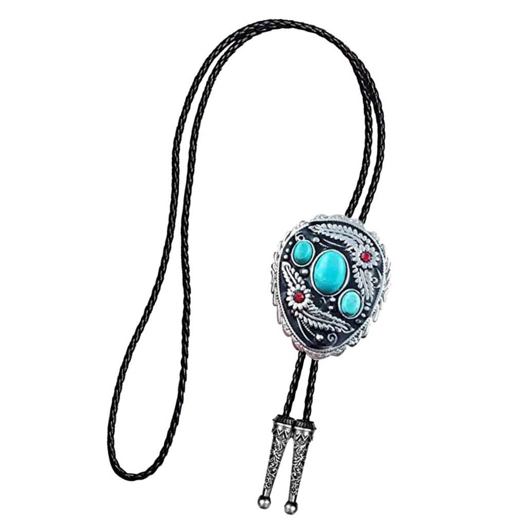 Retro Style Turquoise Western Cowboy Bolo Ties Rodeo Necktie Bootlace Tie