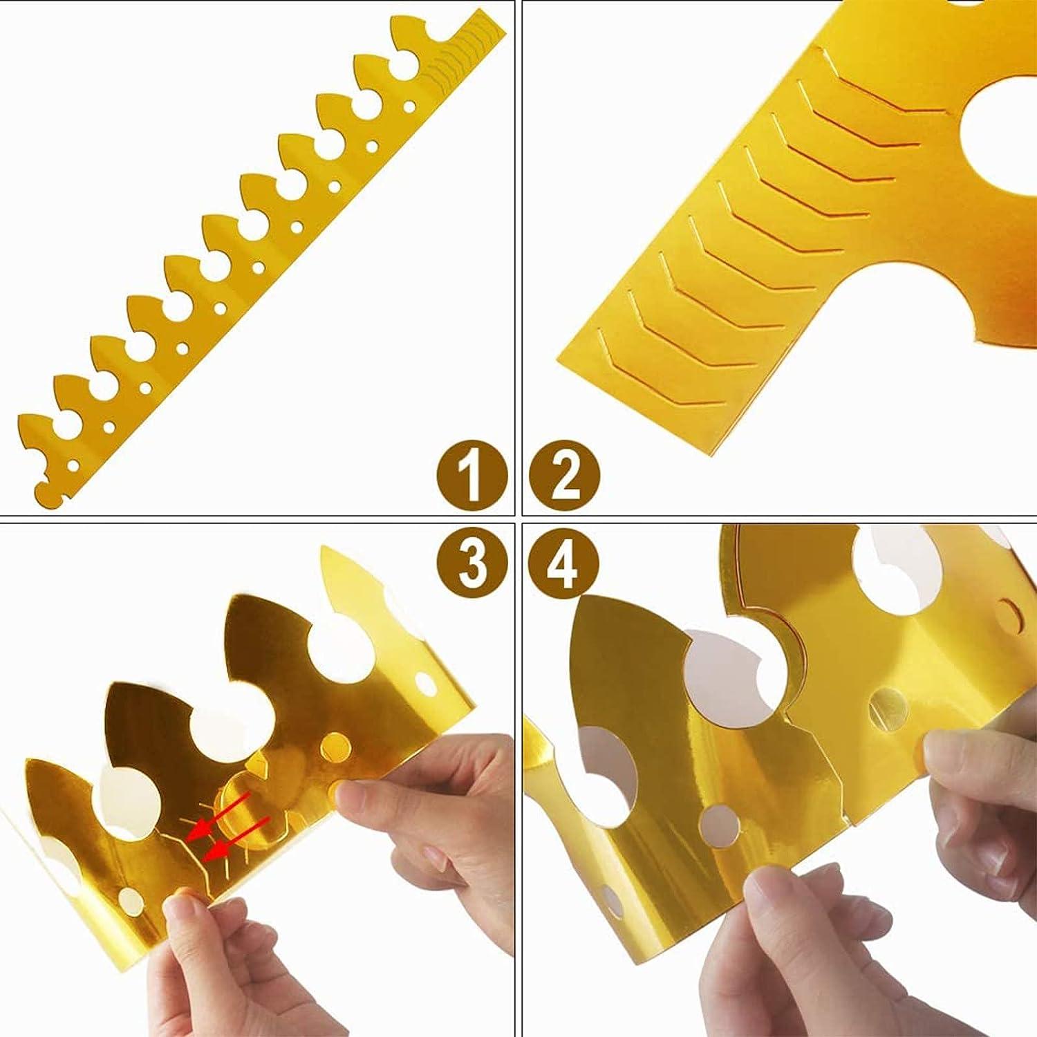 Mũ Tiệc Vương Miện, 30 Cái Vương Miện Giấy Vàng Cho Lễ Kỷ Niệm Sinh Nhật Đạo Cụ Chụp Ảnh Tắm Cho Bé, Mũ Vương Miện Giấy Có 9 Lỗ Để Điều Chỉnh Kích Thước