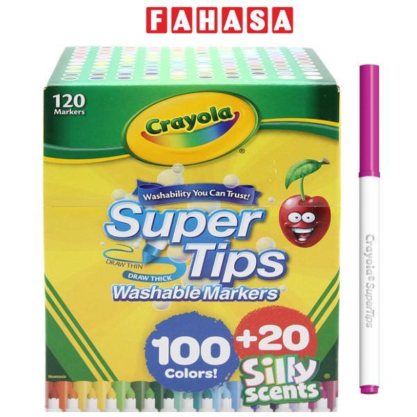 Hộp 120 Bút Lông Màu Super Tips - Dễ Tẩy Rửa - Crayola 585120