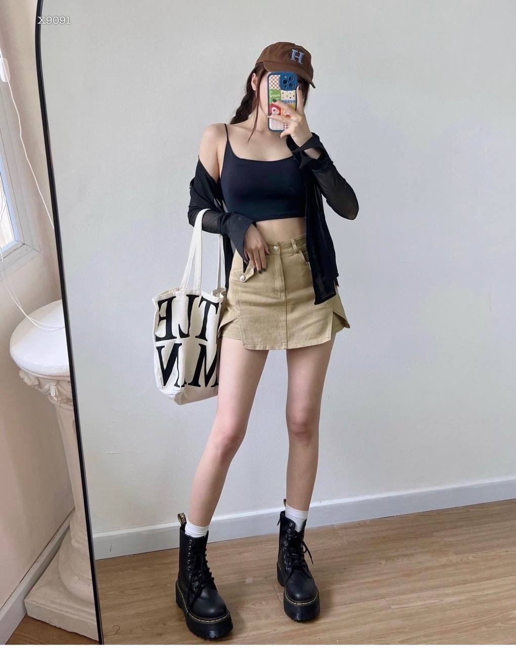 ĐẦM SET CHÂN VÁY CHỮ A NGẮN KAKI LƯNG CAO ÔM BODY SUÔNG TRƠN + ÁO CROPTOP 2 DÂY + ÁO SƠ MI RỘNG ĐI TIỆC ĐI CHƠI DẠO PHỐ ĐI BIỂN