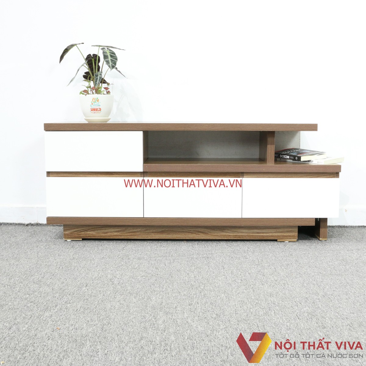 Kệ Tivi Thông Minh Gỗ MDF Melamine Màu Óc Chó Hiện Đại Giá Rẻ