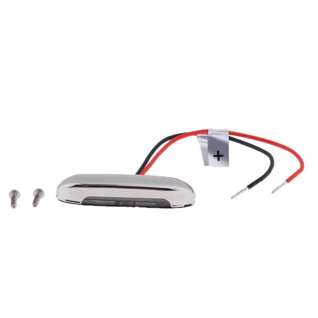 12V Oblong RV Boat Blue LED Step Stair Light Stainless Steel Clear Lens