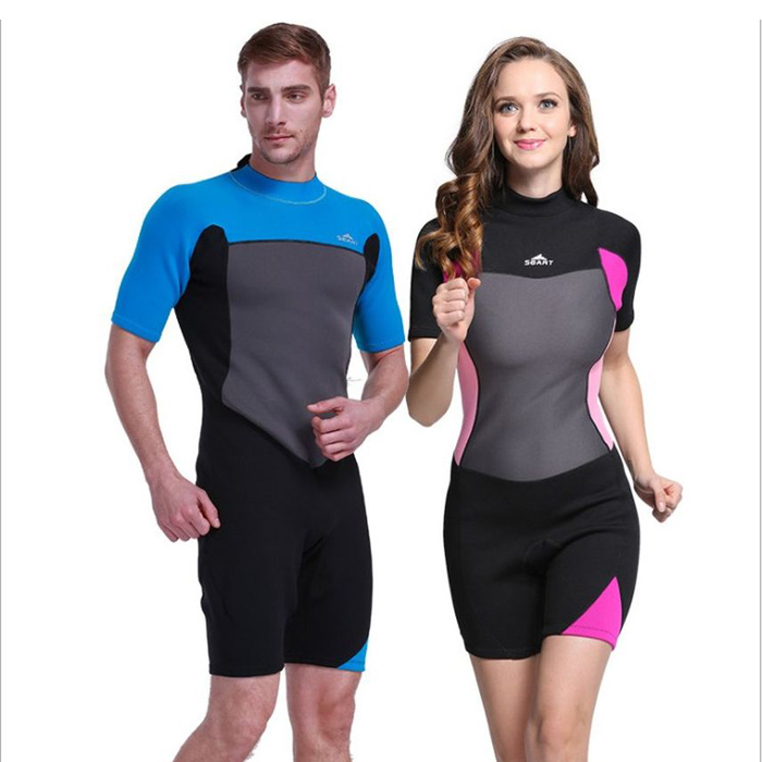 Unisex Snorkeling Suit One Piece Short Sleeve Wetsuit 2mm Neoprene Thicke Sailboat Surf Clothing