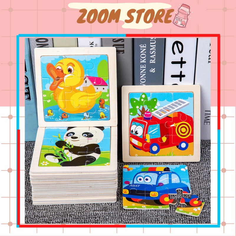 Đồ chơi xếp hình lắp ráp tranh ghép gỗ 9 mảnh chất lượng cho bé ZoomStore