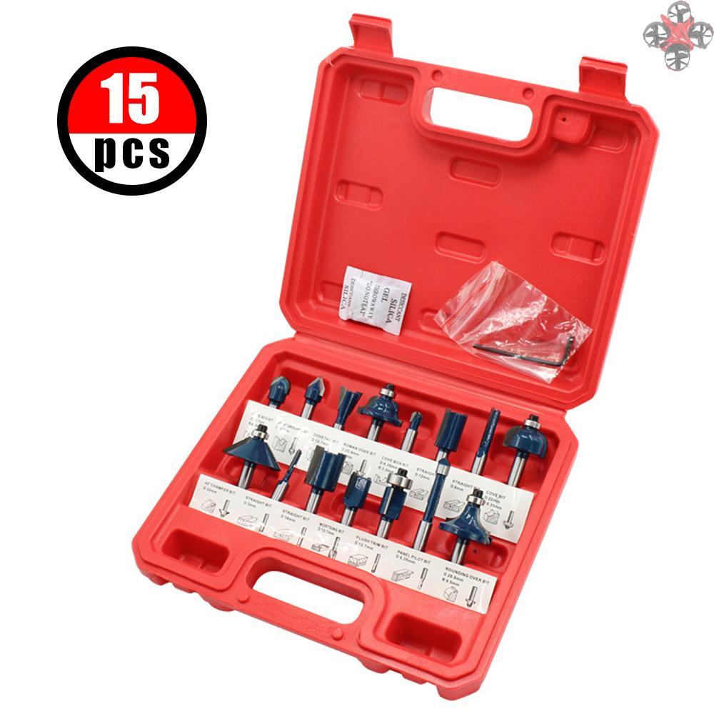 Set 15 Mũi Phay Gỗ 1 / 4 Inch Chuyên Dụng Cho Thợ Mộc