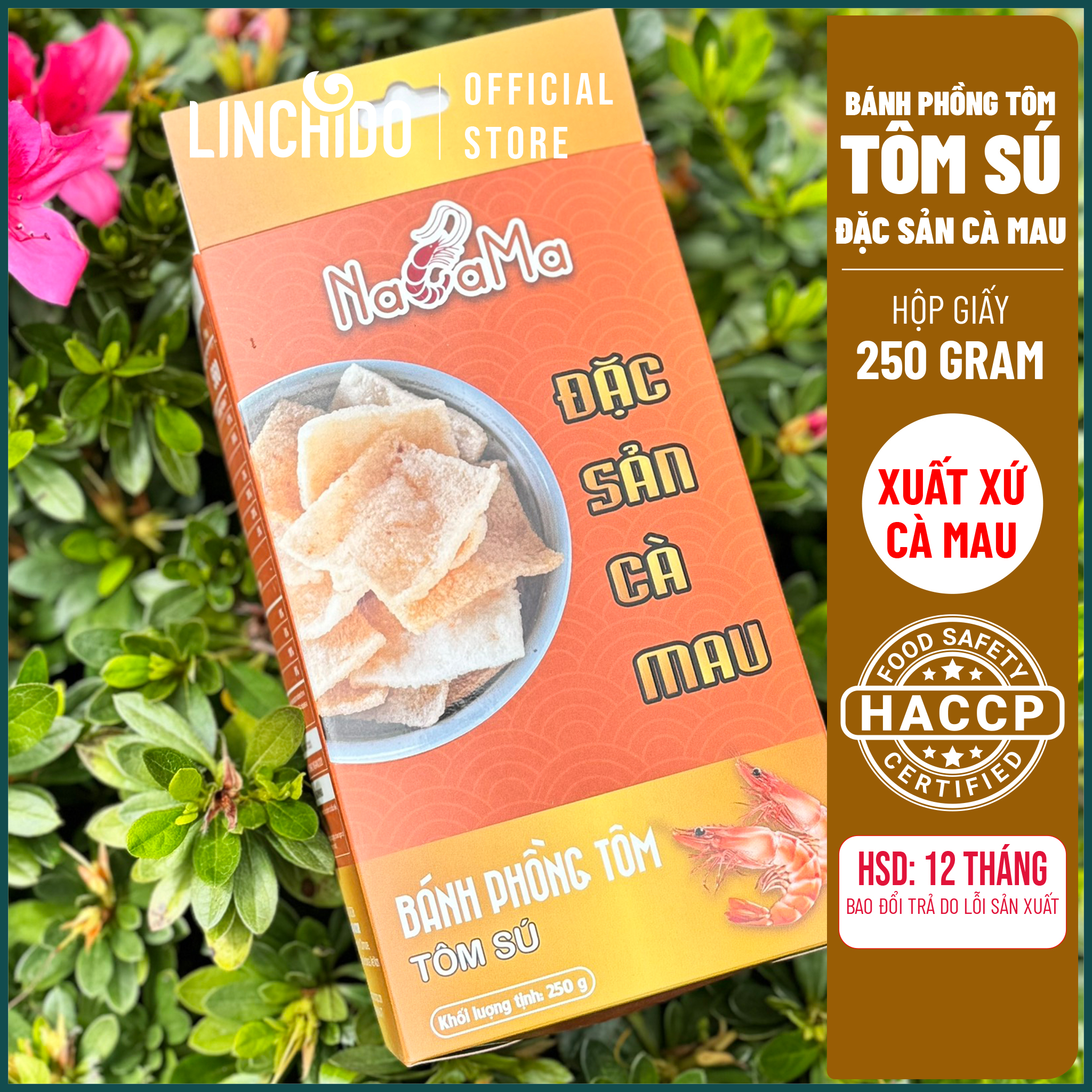 Bánh phồng Tôm Cà Mau - Tôm Sú - NACAMA - Hộp 250 GRAM