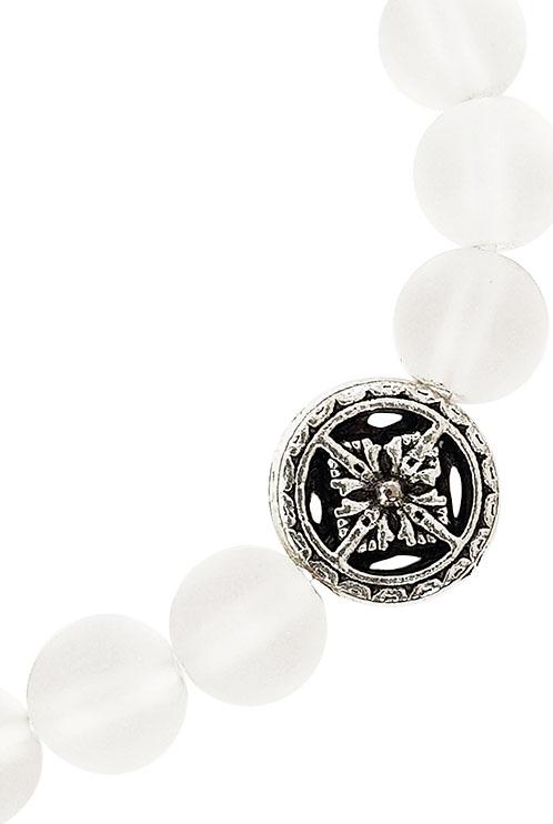 Vòng Tay Đá Nham Thạch Mix Thạch Anh Trắng Mệnh Thủy Charm Hoa Tuyết Laliz NR.01