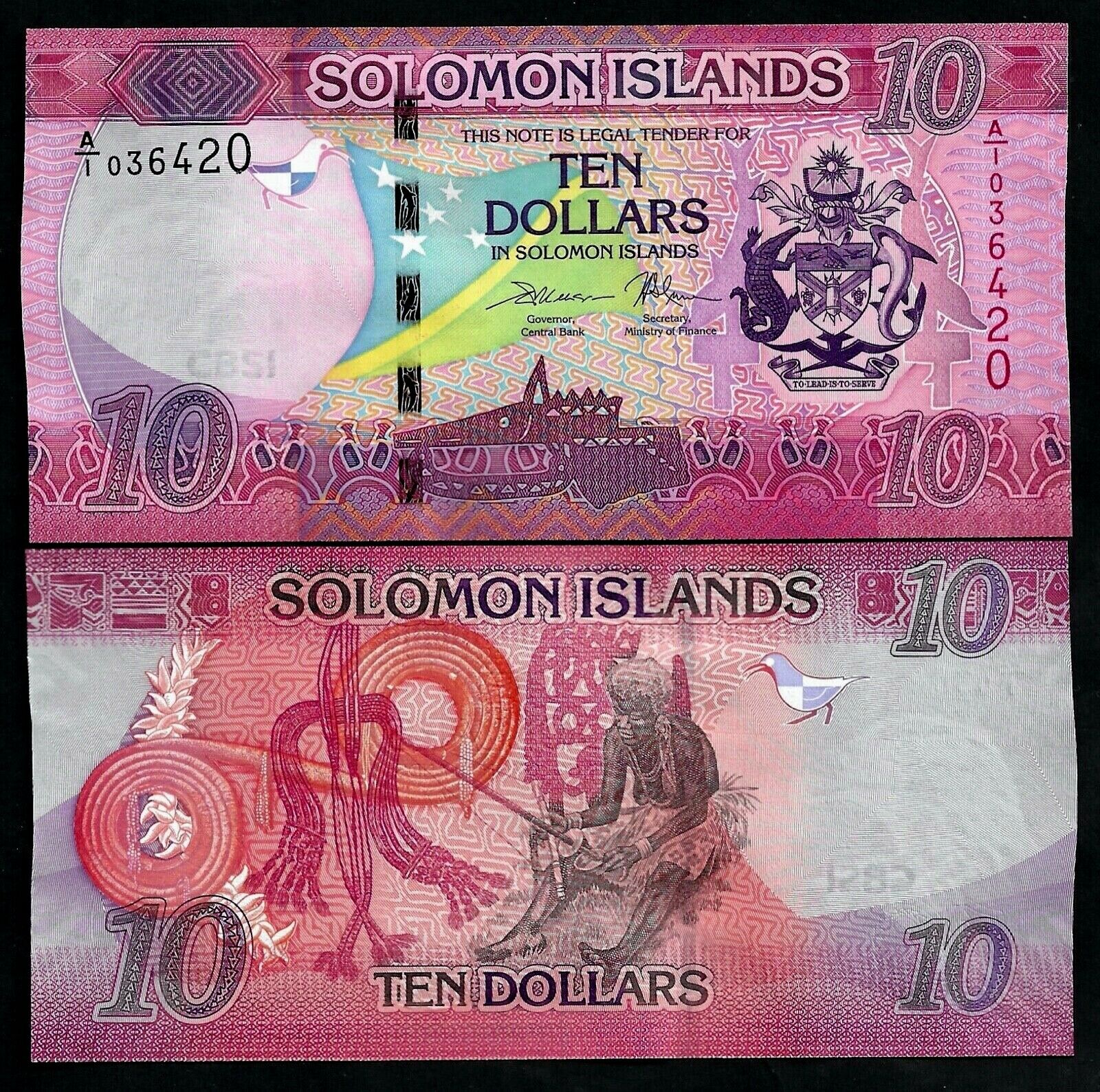 Tiền thế giới 10 dollars quần đảo Solomon mới phát hành màu mè