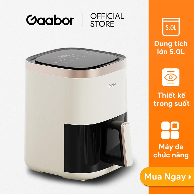Nồi chiên không dầu màu Pastel Gaabor AF50T-WH01A dung tích 5 lít công suất mạnh 1400W - Hàng chính hãng