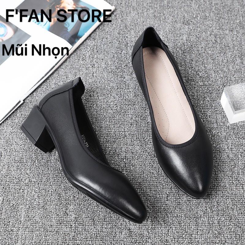 Hình ảnh Giày Tiếp Viên (DA THẬT) Hàng Không Công Sở Văn Phòng Nữ Mũi Nhọn FFAN STORE