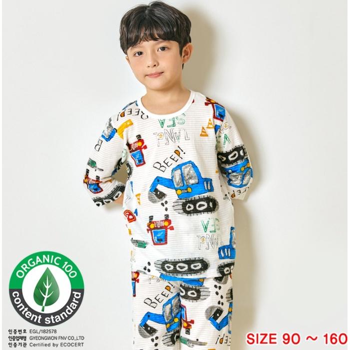 <11-33kg - Size 3-8 tuổi> Đồ bộ quần áo thun cotton lửng mùa hè cho bé trai Unifriend Hàn Quốc UNI0865