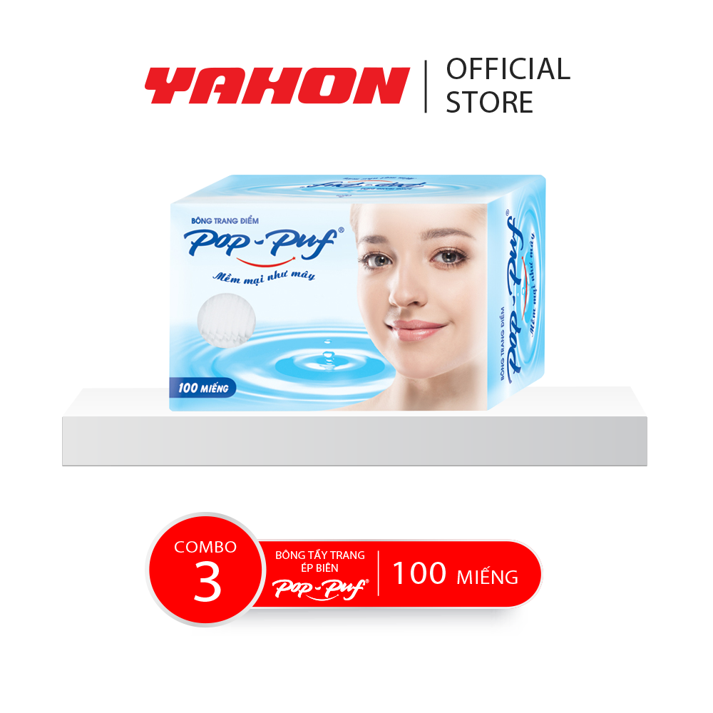 Combo 3 Hộp Bông Tẩy Trang Ép Biên POP-PUF, 100 Miếng/Hộp