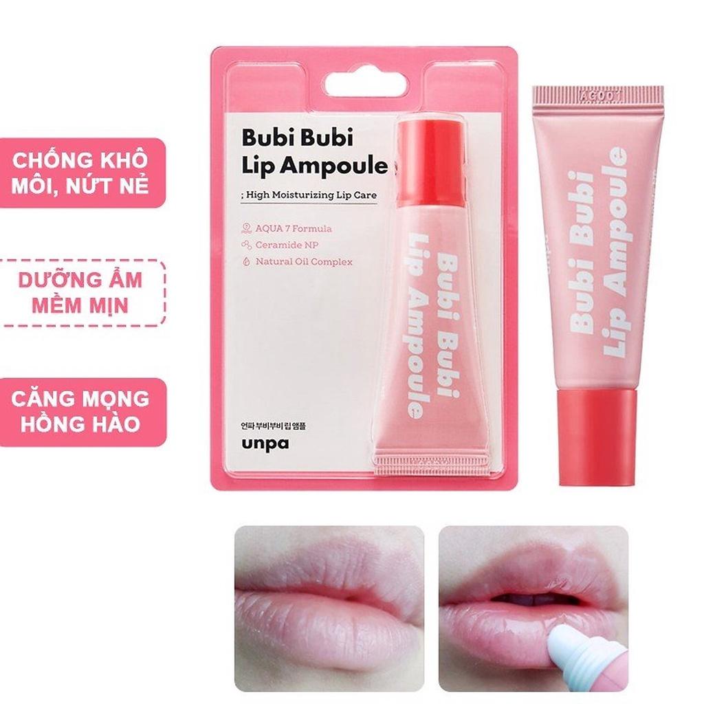 Combo 2 Sản Phẩm Dưỡng Ẩm Môi, Ngừa Lão Hóa Unpa Bubi Bubi Lip (Tinh Chất 10ml- Mặt Nạ 9g)