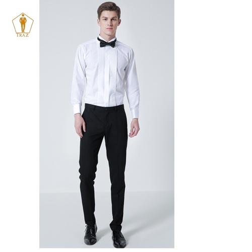 Áo Sơ Mi Nam TRAZ Xếp Ly Và Măng Séc Nam, Cufflink Chất Vải Cotton