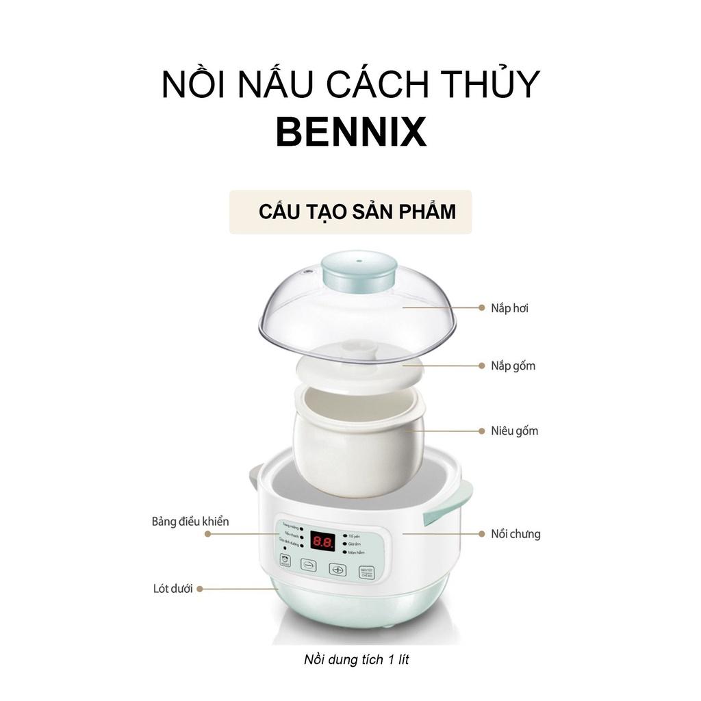 Nồi nấu cháo cho bé, nồi nấu chậm, nồi đa năng mini, nồi kho cá, nồi chưng yến Bennix 1lít BN-100A