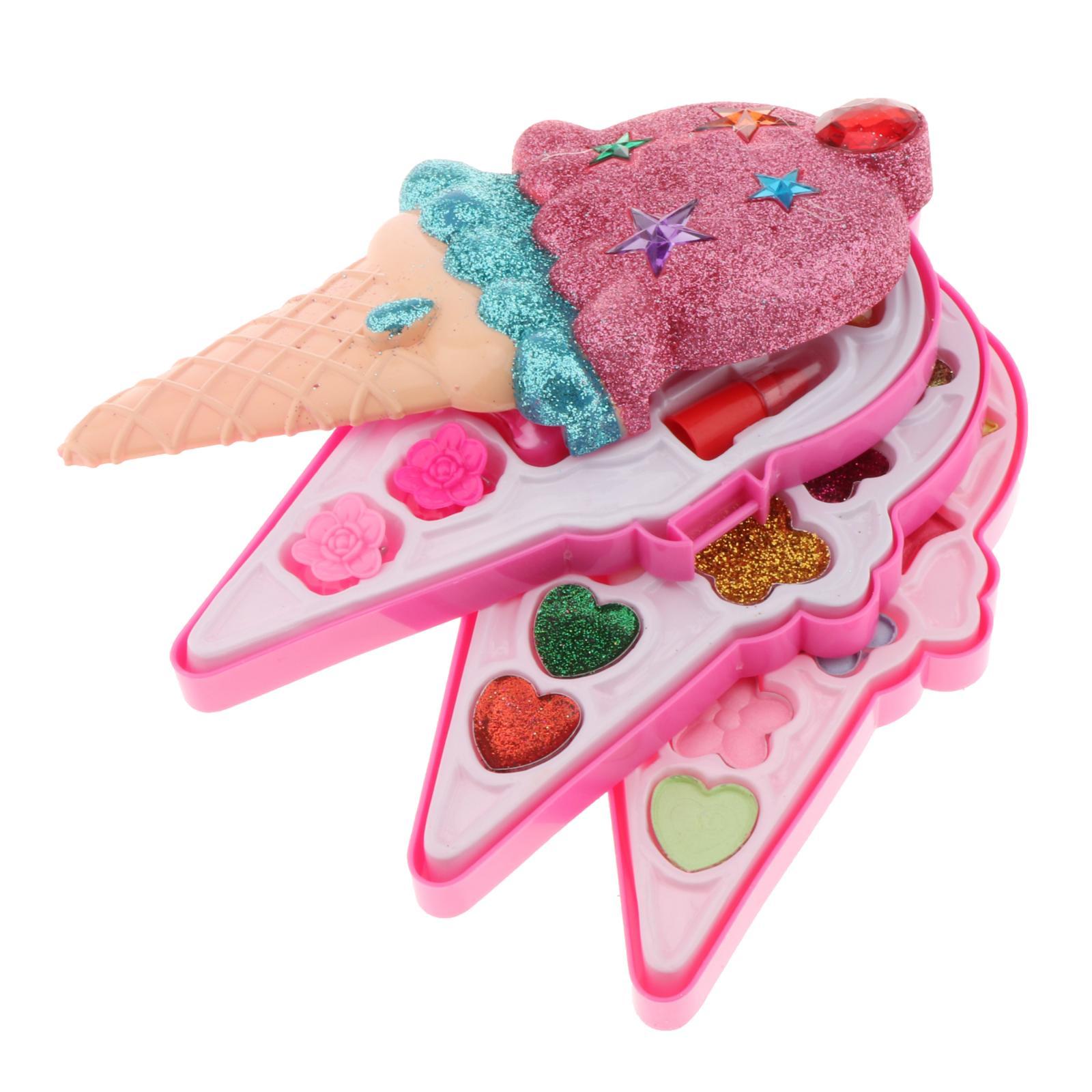 Ice Cream MakeUp Compact Case For Girls Kids Cosmetic Set double deck
