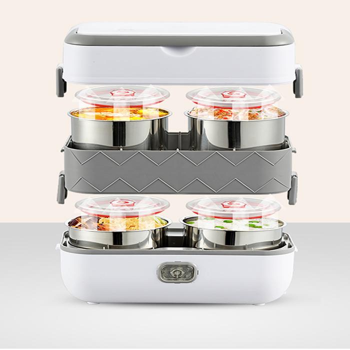 Hộp Cơm Văn Phòng Dhfc02 Hộp Cơm Giữ Nhiệt Cắm Điện Hâm Nóng Thức Ăn Cách Thủy Đa Năng 3 Tầng Với 4 Cốc Đựng Inox 304 Vô Cùng Tiện Lợi - Loại Tốt