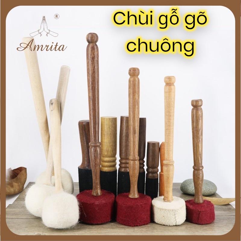 Dùi chuông xoay Nepal - Dùi gỗ bọc da cao cấp - singing bowl - Chùi gỗ đánh chuông xoay - mõ gỗ tụng kinh - Amrita