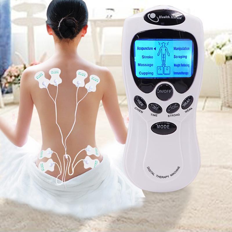 Máy châm cứu mini, Máy massage 4 miếng dán xung điện cầm tay - Thư giản lưng cổ vai gáy,