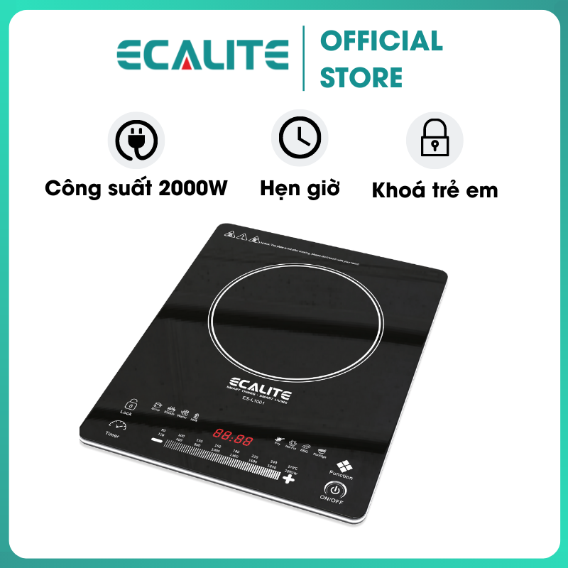 Bếp Từ Đơn Ecalite ES-L1001 (2000W) - 8 Chương Trình Tự Động - Có Hẹn Giờ - Khoá Trẻ Em - Hàng Chính Hãng