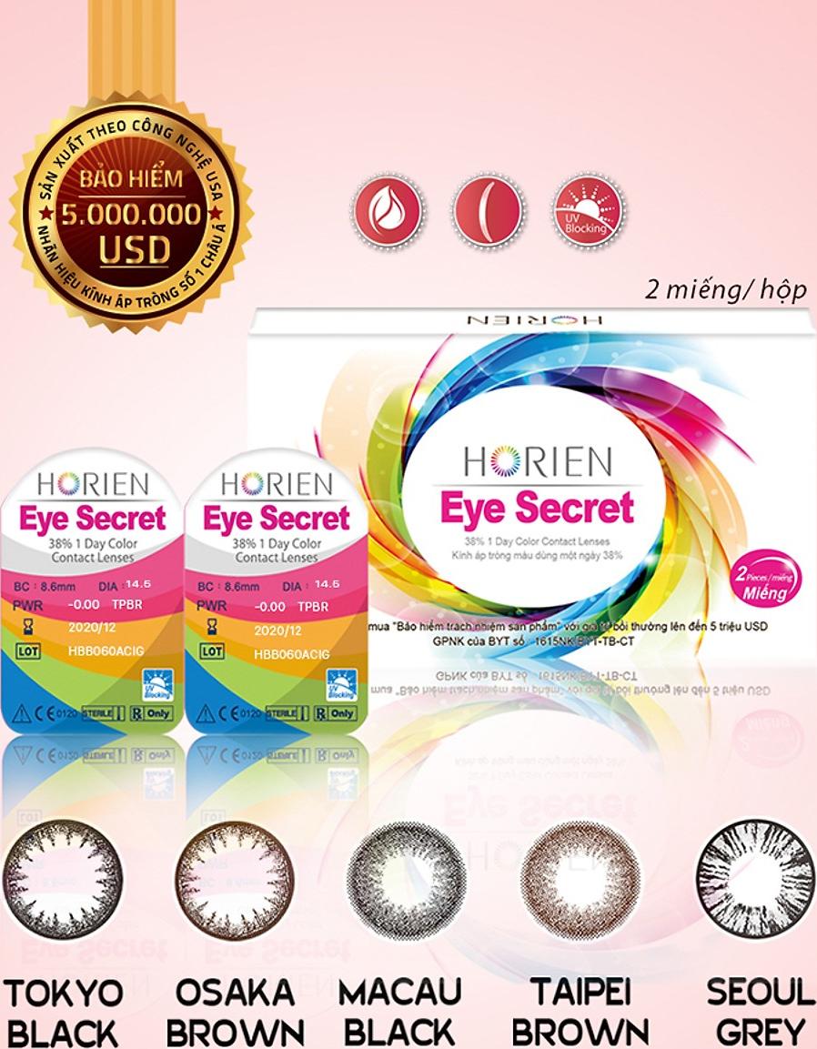 [Một cặp] Kính Áp Tròng Dùng 1 Ngày Eye Secret KM1N - Macau Black (4 Độ)