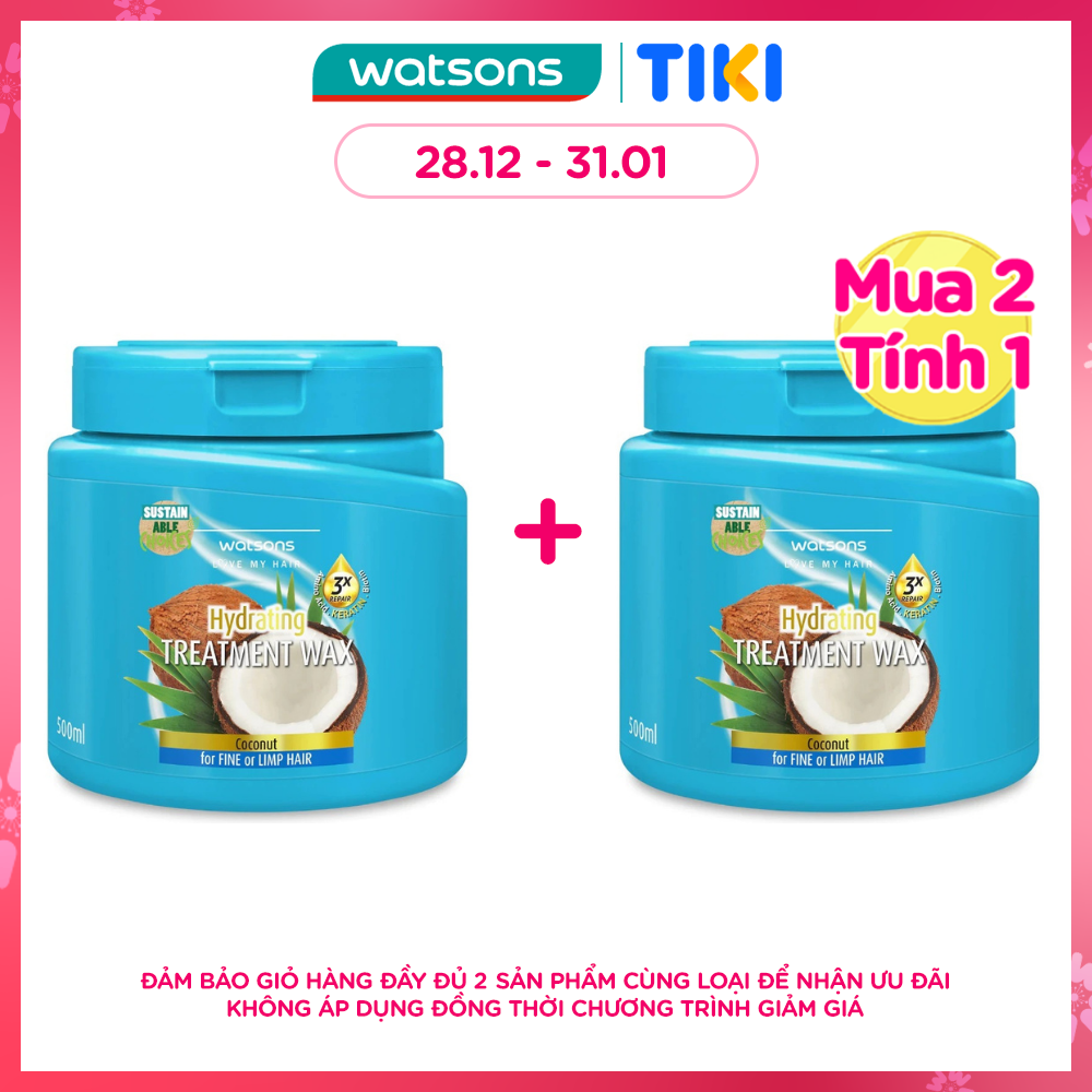 Kem Ủ Tóc Watsons Treatment Wax Coconut for Fine Or Limp Hair 500ml