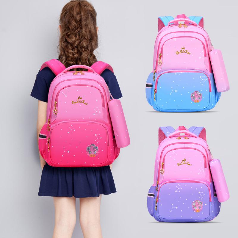 Cô Gái Học Túi Hồng Tím In Gradient Ba Lô Trẻ Em 1-3-4-6 Cấp Sinh Đựng Dễ Thương Trẻ Em của Schoolbag Chống Nước Ba Lô