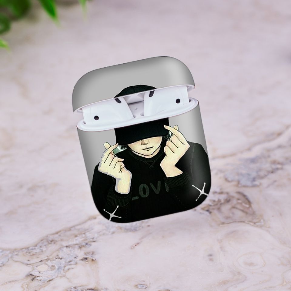 Miếng dán skin chống bẩn cho tai nghe AirPods in hình thiết kế - atk063 (bản không dây 1 và 2)