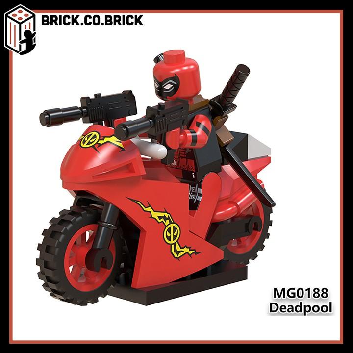 Đồ chơi lắp ráp Xếp hình Deadpool kèm xe Moto Đỏ minifig lẻ KF656